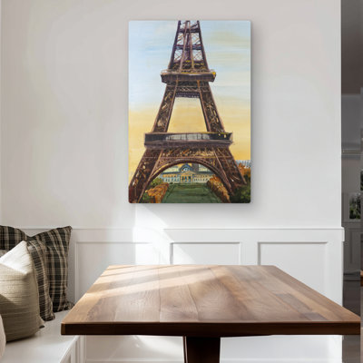 Eiffel Tower by Dawn - Contemporary Brown Metal Print Decor