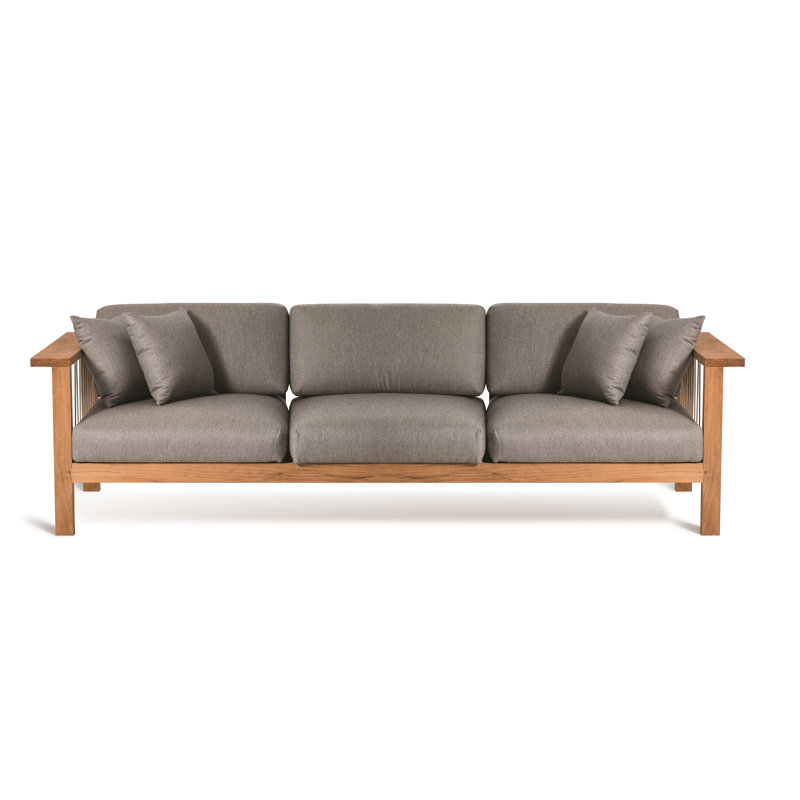 Maro Teak 4 - Person Patio Conversation Set with Cushions, Charcoal Chine, 20.56" Diameter x 20.56" W x 10.25" H