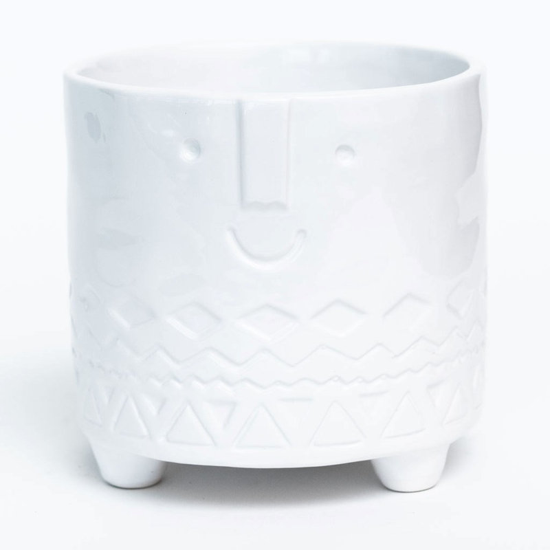 Xzavier Ceramic Pot Planter, 4.3" H x 4.9" W x 4.9" D, White