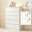 Commode 6 tiroirs pour chambre à coucher, commode haute pour chambre à coucher, commode moderne avec poignées dissimulées, armoire de rangement verticale en bois pour chambre à coucher, salon, entrée, blanc-156036821