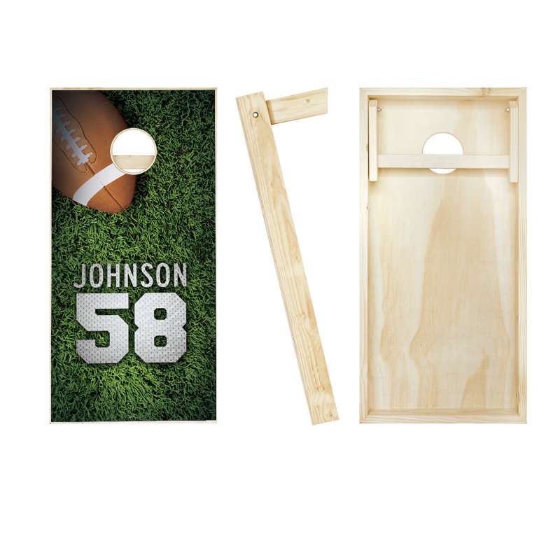 Ensemble 10 pièces cornhole de soccer sur gazon avec sacs, Rouge / Bleu marine