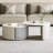 Round Nesting Coffee Table Set With 2 Storable Stools, Sintered Stone Coffee Table