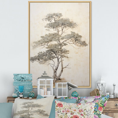 «Beige Tree Pine Zen Scenery V», reproduction sur toile