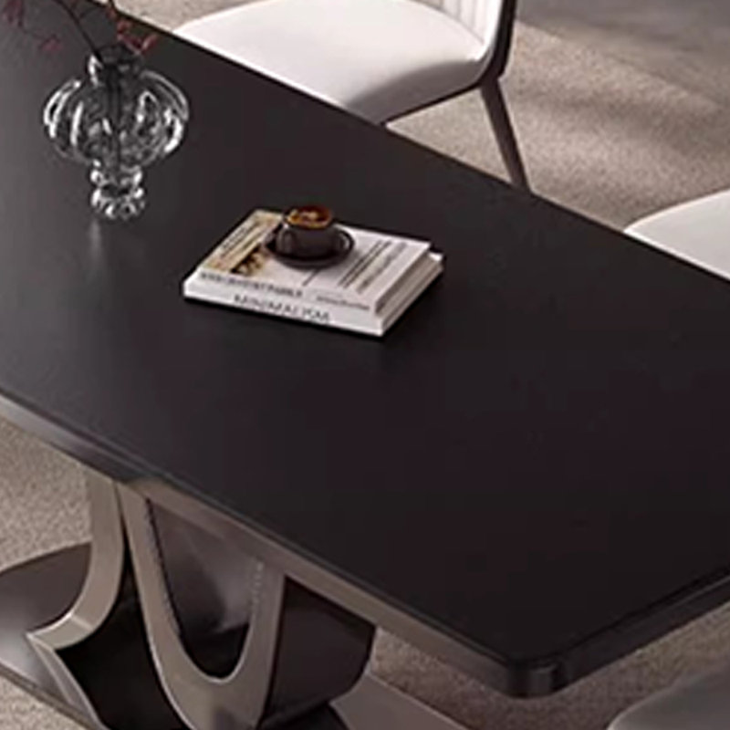 Rectangular new simple dining table and chair, 29.5"H x 78.7"L x 35.4"W, Black