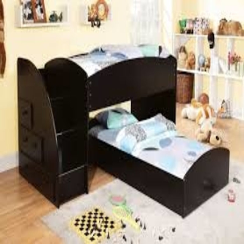 Merritt Kids Twin Bunk Bed with Drawers, Black