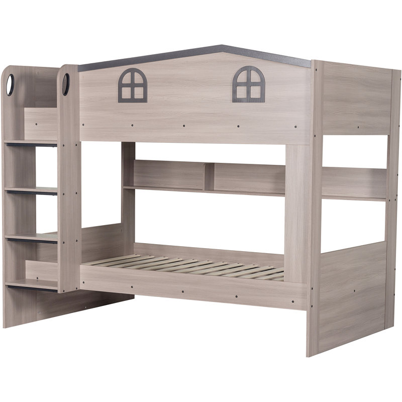 Thorwe Bunk Bed with Storage Included with Built-in Ladder Included, Small Double (4')