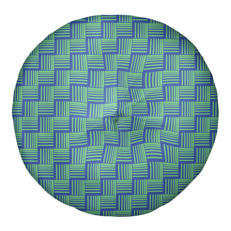 Coussin de sol classique à rayures Baskettressées, 30 po x 30 po, Bleu/vert