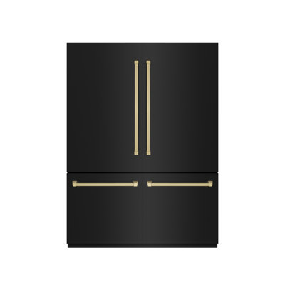 ZLINE Autograph Edition 60 in. 32.2 cu. ft. French Door Built-In Bottom Freezer Refrigerator with Water Dispenser and Ice Maker in Stainless Steel with Graphite Gray Interior and Accents