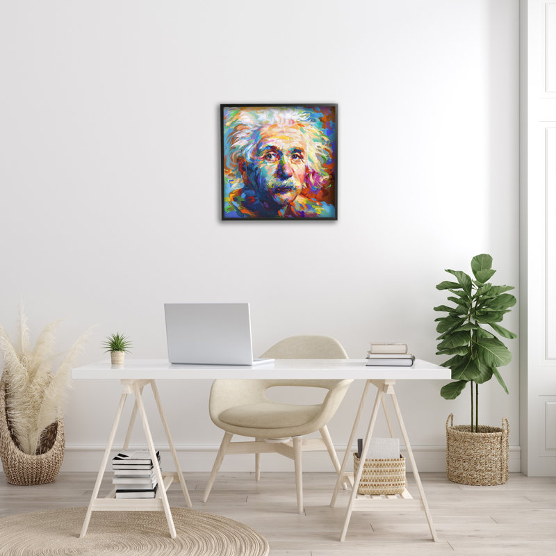 Colorful Abstract Portrait on Canvas with Black Frame, 24" x 24"