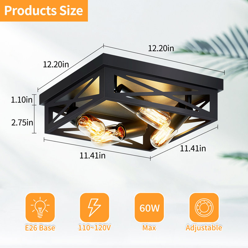 Lot de 2 plafonniers carrés encastrés à 4 lumières