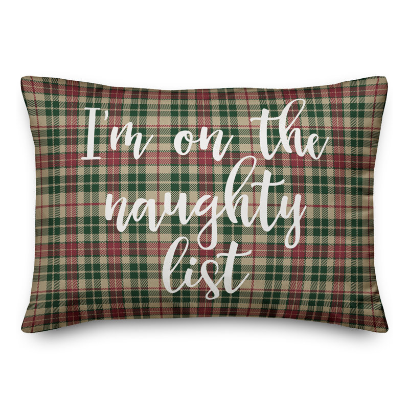  «I'm on the Naughty List in Tartan Plaid», coussin lombaire