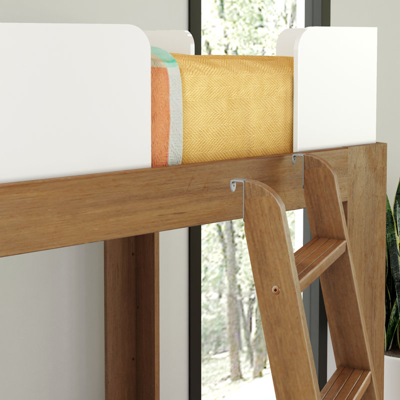 Lit mezzanine simple en bois massif Ambur, Brun / Blanc