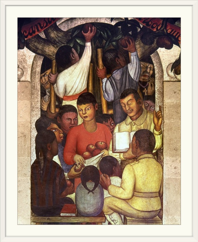 «Rivera: Education, 1926» par Diego Rivera, reproduction d'art, Cadre blanc, H 28 po x l 24 po x P 1 po