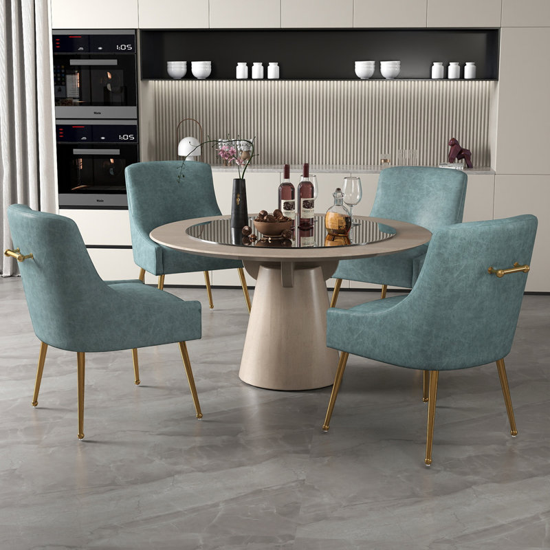 Zanthia Faux Leather Upholstered Dining Chair, Blue