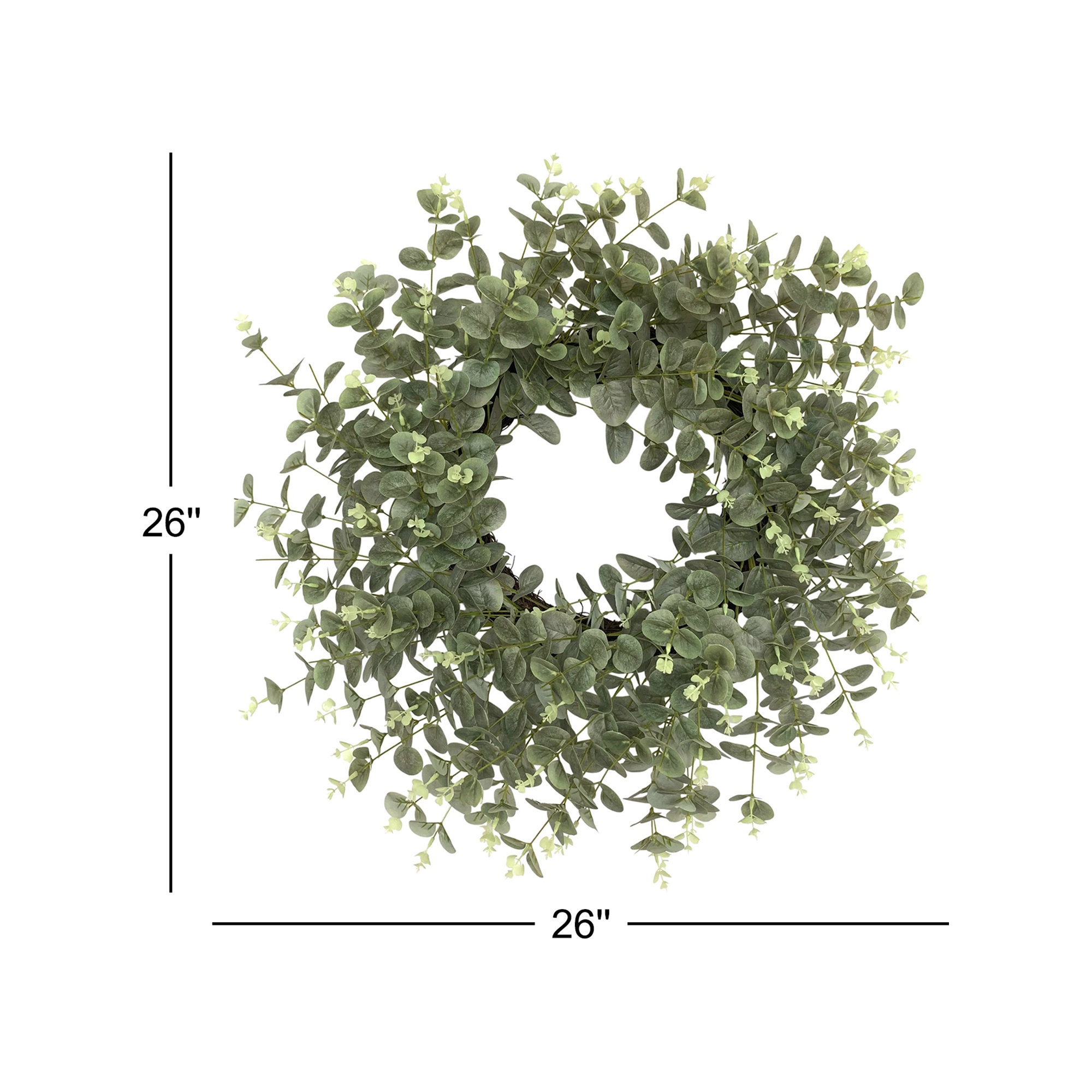 26'' Handcrafted Faux Eucalyptus Wreath, Light Green