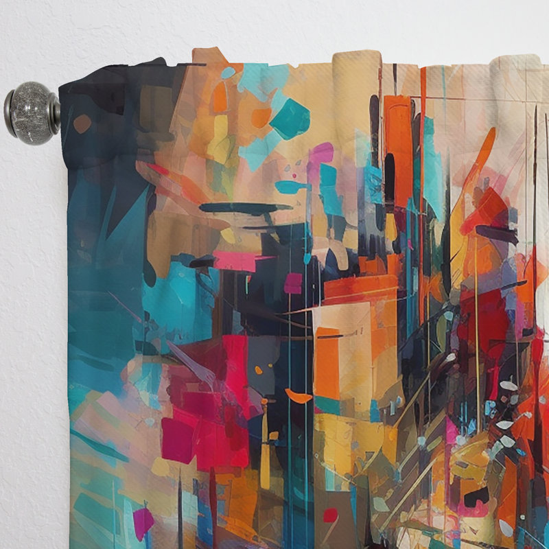 Exploring Abstracted Tranquility II - Modern Curtain - Velvet Room Darkening - 1 panel, 52" W x 90" L