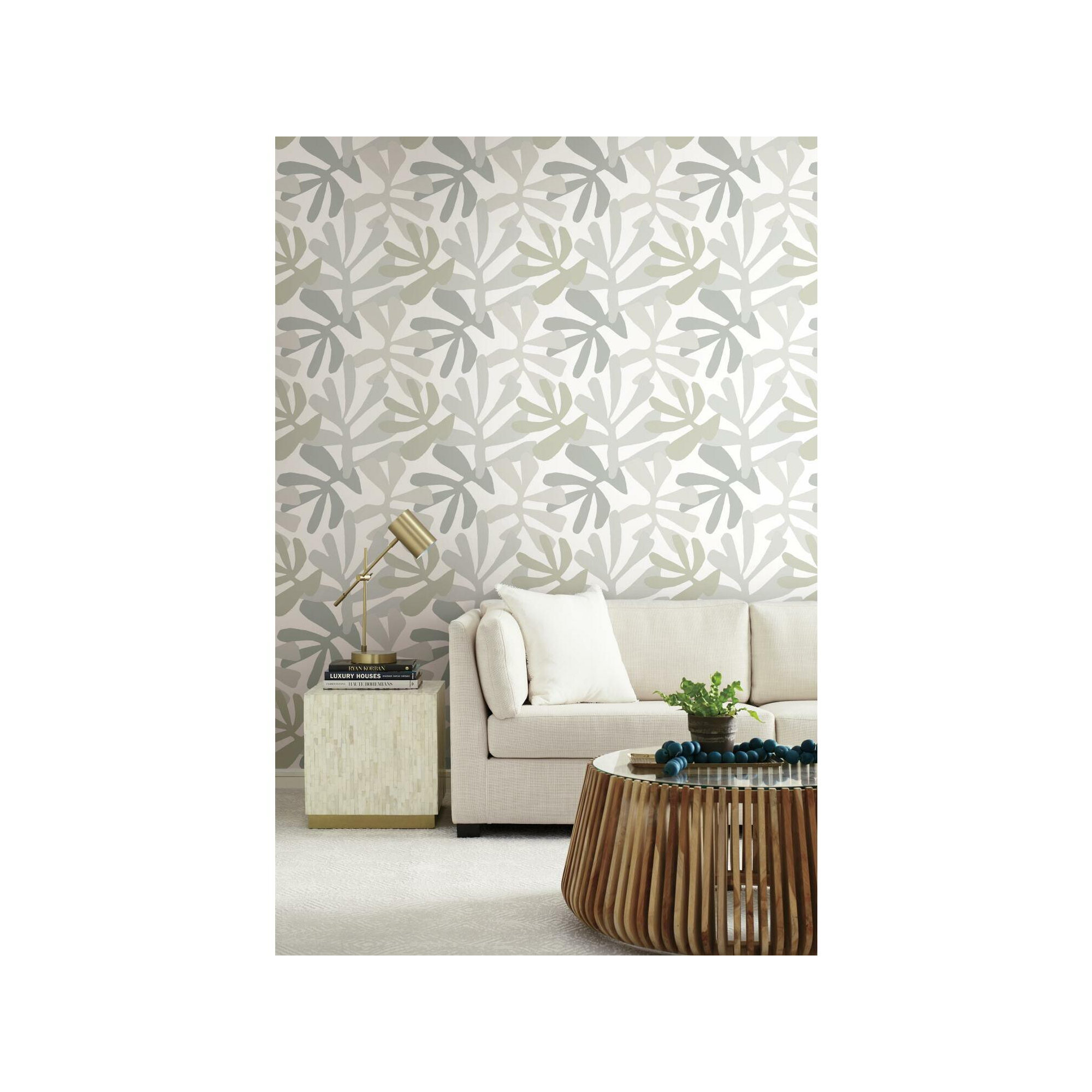 Peel & Stick Floral Wallpaper, Gray/Beige