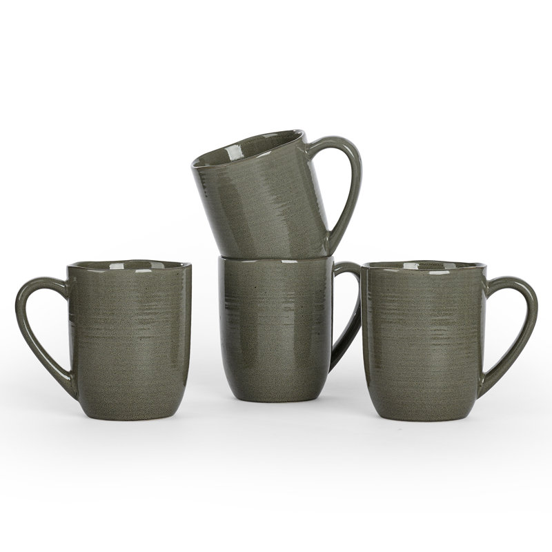 Ensemble de 4 tasses à café en grès Fellows, Olive foncé