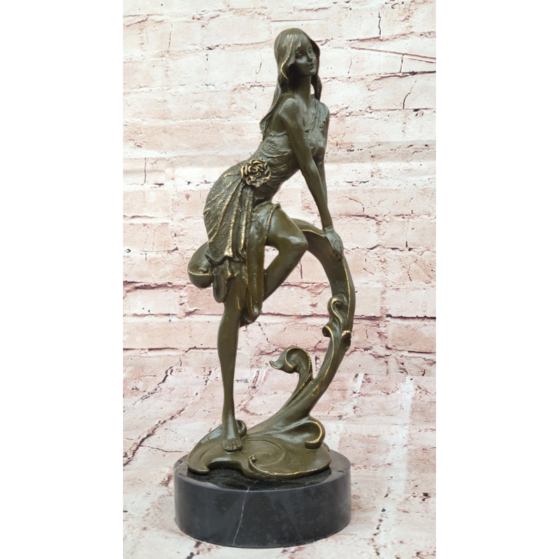 Sculpture Art Nouveau bronze sur balançoire - base en marbre