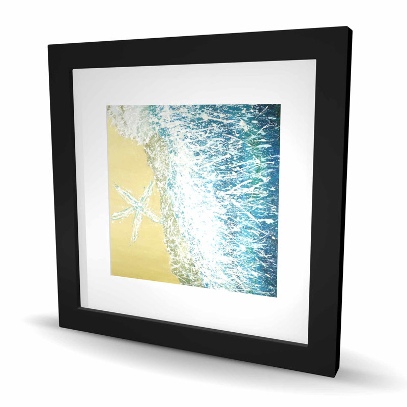 Left Side Seastar - Beige Framed Matted Print for Home Decor