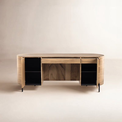 Cleary Oval Metal Base Executive Desk
