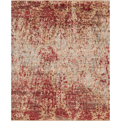 Tuscany Hand Knotted Wool Area Rug in Merlot/Cream/Beige