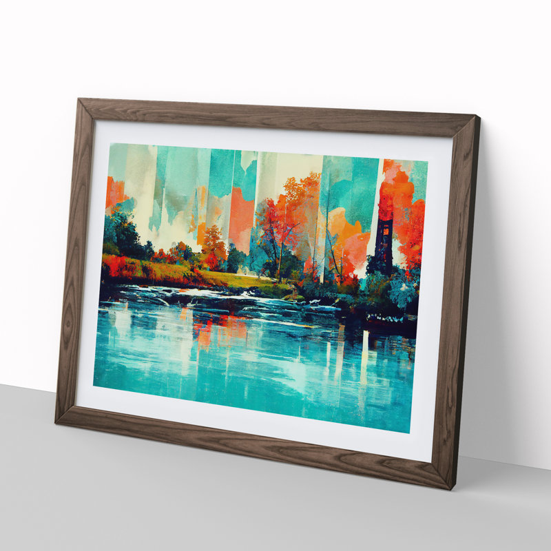 Abstract River - Framed Print, 46cm H x 64cm W x 2cm D, Walnut Framed