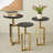 Aldwyche Aluminum Metal Geometric Side End Gold Accent Table with Black Marble Tabletops Set