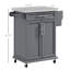 Îlot de cuisine roulant, comptoir en acier inoxydable, tiroir, porte-serviettes et armoire de comptoir pour îlot de cuisine utilitaire gris avec comptoir, support, tablette et rangement Spice