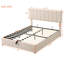 Lit de rangement hydraulique beige pour une charmante grande chambre à coucher en beige, taille convenable-2133159561-2133159566