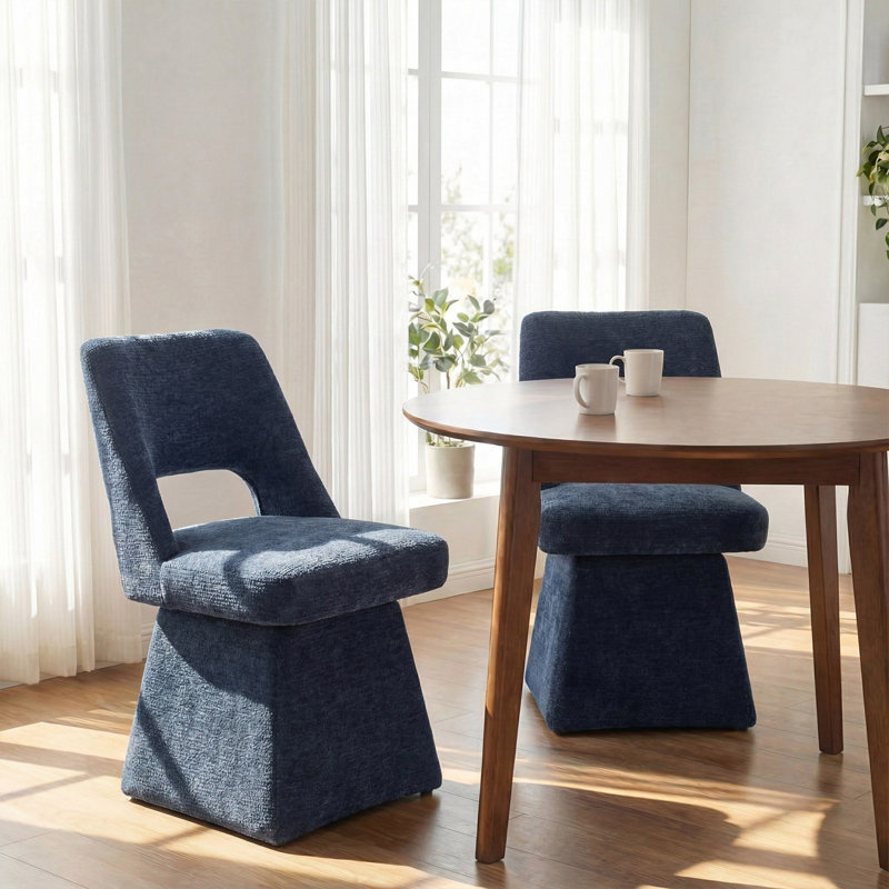 Upholstered Swivel Dining Chair, Blue