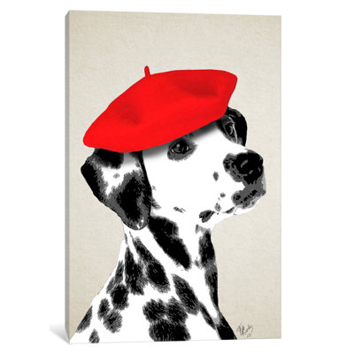 «Dalmatian with Red Beret», impression sur toile