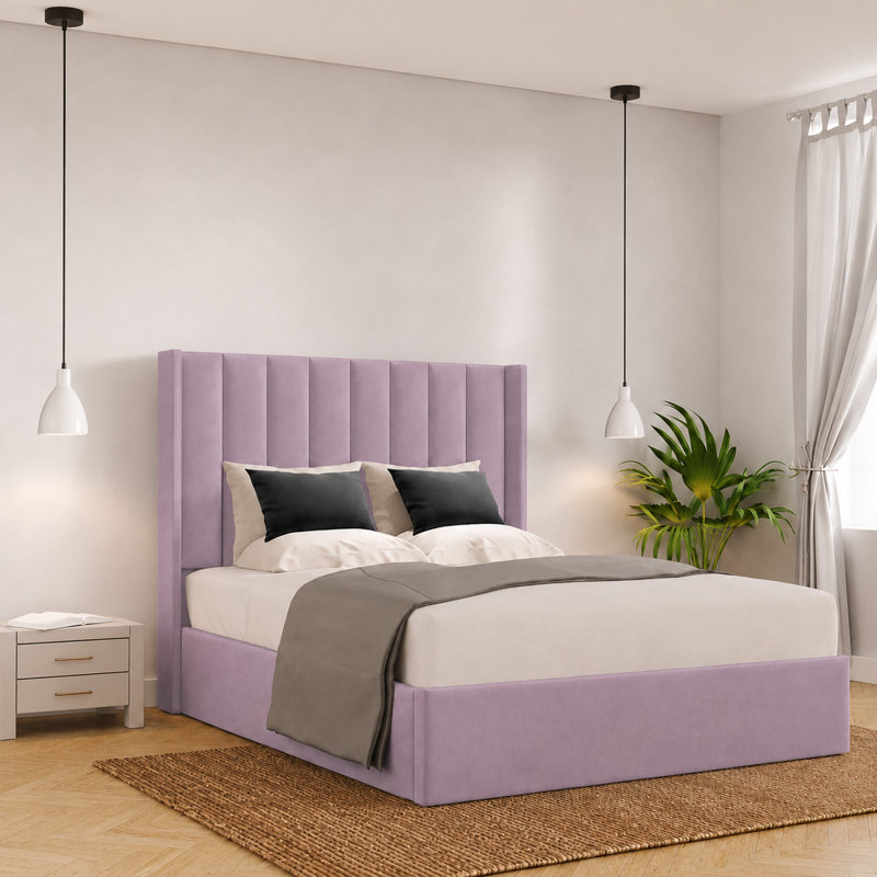 Ayrin Upholstered Ottoman Storage Bed, Lilac, Double (4'6)