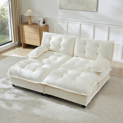 Canapé modulaire moderne à assise profonde en chenille avec coussin en treillis confortable et décoré, pour le salon, la chambre à coucher et un appartement
