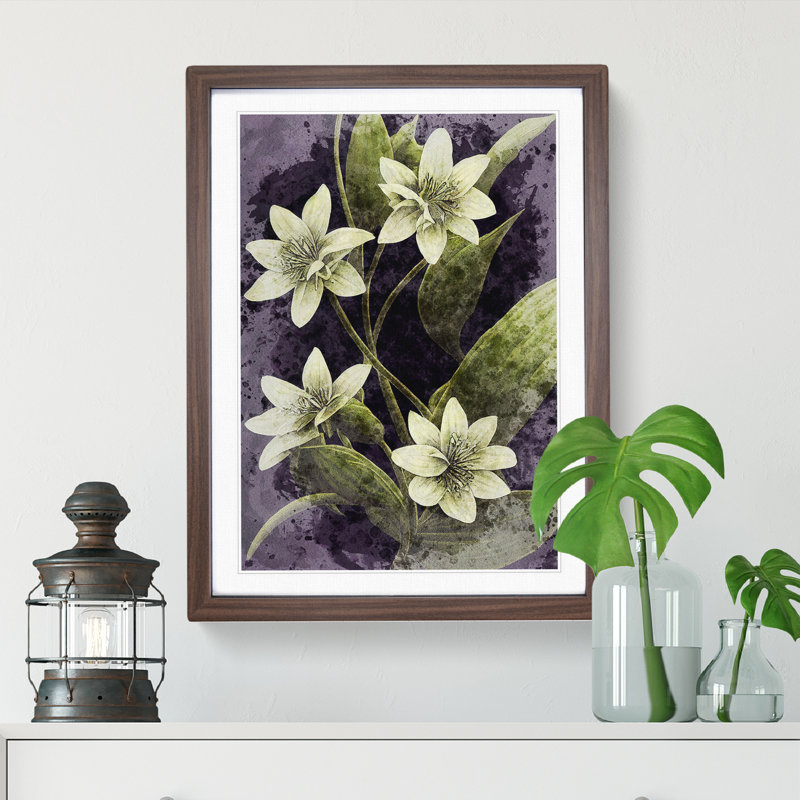 Flowers Water No.1 1 Piece Single Picture Frame Wall Art, 64cm H x 46cm W x 2cm D, Walnut