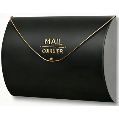 Black Wall Mount Mailbox For Outside, Waterproof Metal Mailboxes With Rust-Proof Galvanized Steel, Large Capacity Envelope Mailbox For House, 12.99 X