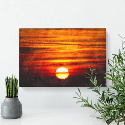 Orange Sunset - Wrapped Canvas Painting