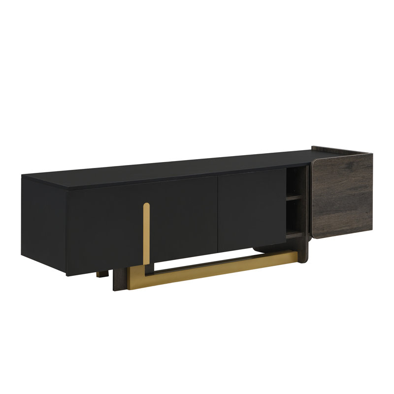 VIBE HAUS Modern Light Luxury TV Stand and Coffee Table Set of 2, Modern TV Console,Wood Center Tables with Spacious Top, Storage Cabinet & Open Adjustable Shelves for Living Room