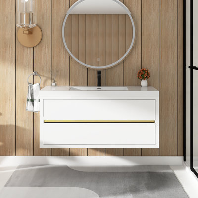 48" Wall-Mounted Bathroom Vanity With Sink