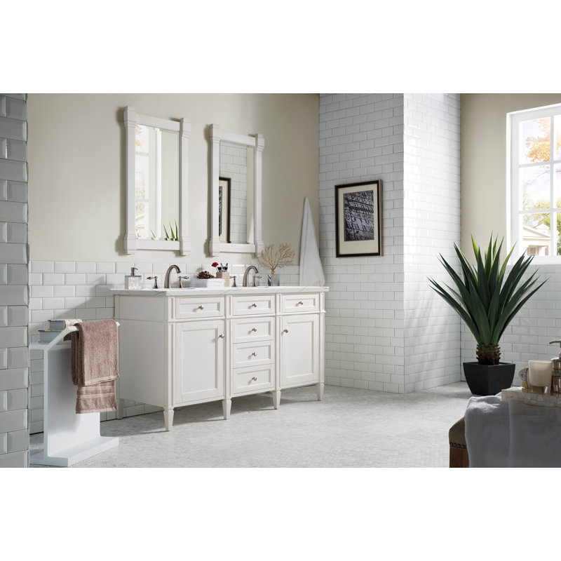 Brittany 60'' W Double Vanity, Ethereal Noctis, Bright White, 8" Widespread
