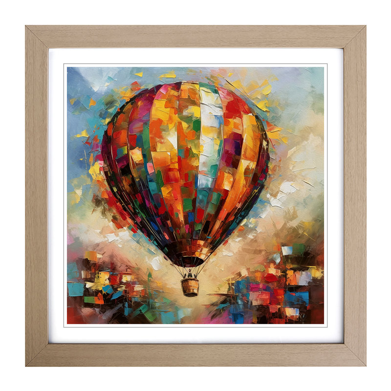 Hot Air Balloon Abstract - Framed Print, Oak