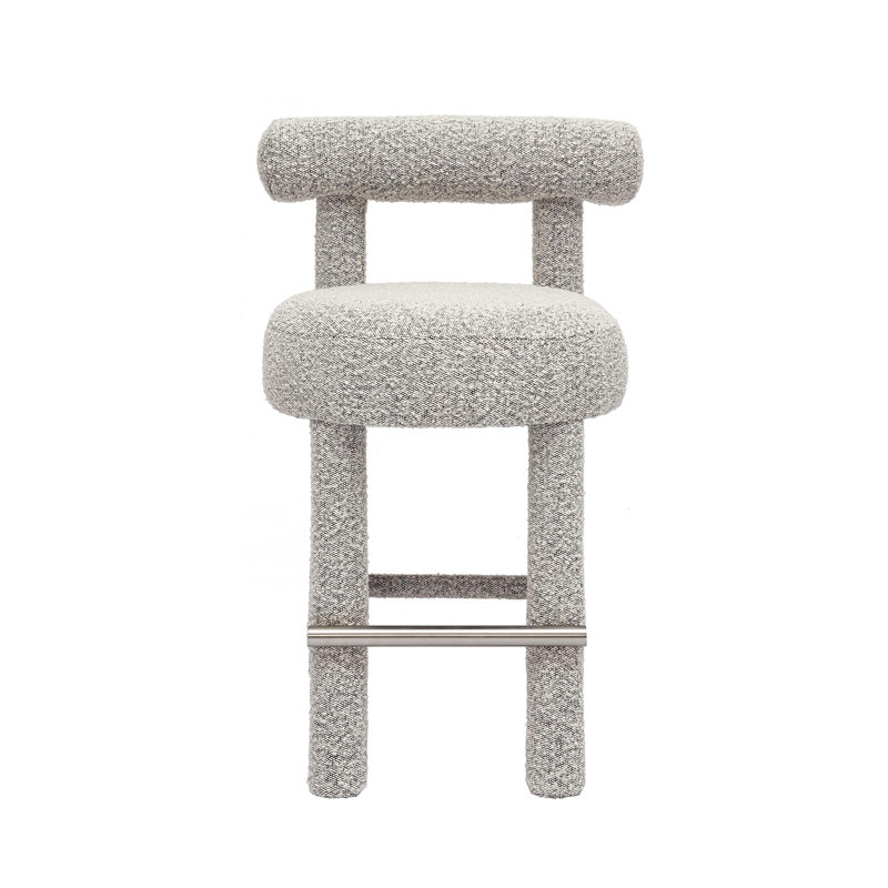 Lowther Carmel Performance Counter Stool, Boucle Black/White