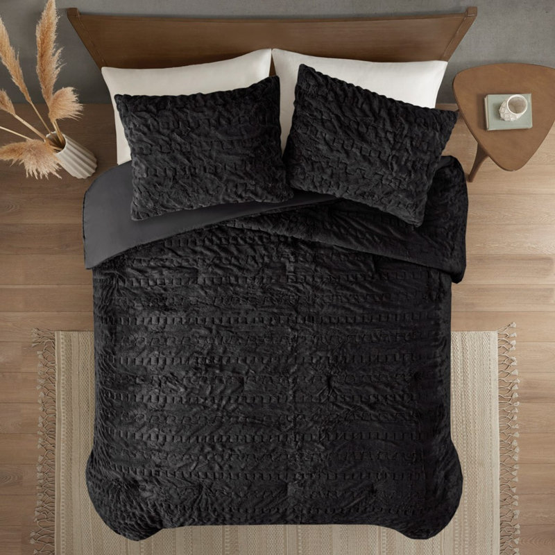 Ensembles de literie luxueux en fausse fourrure froncée pour les chambres à coucher modernes