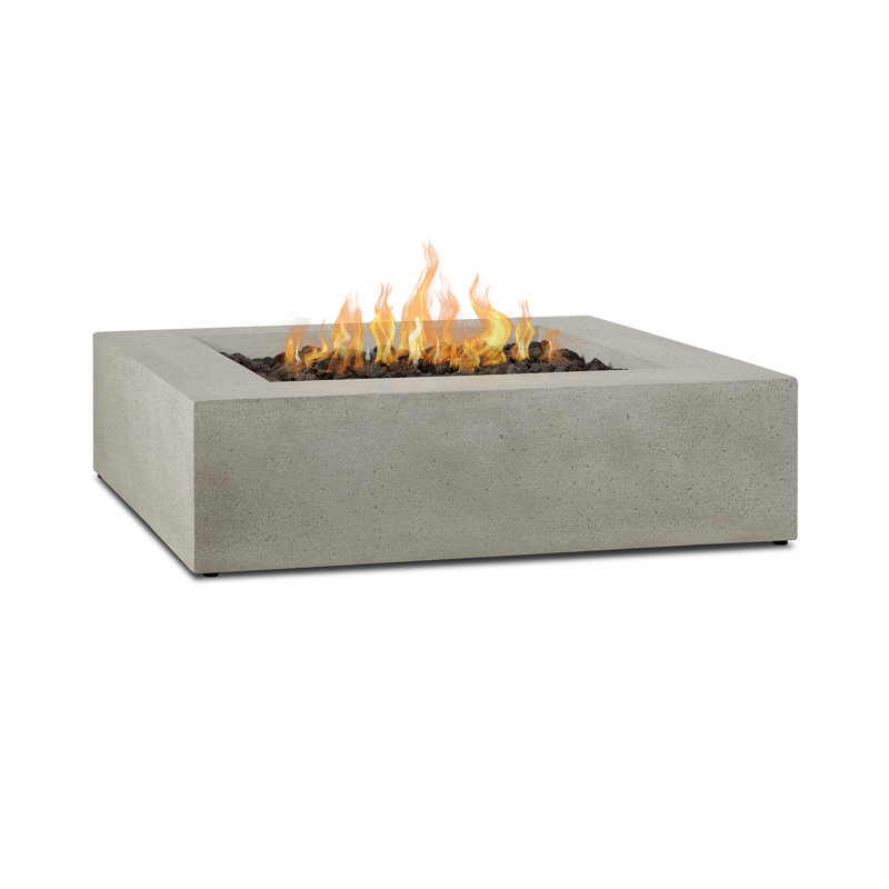 Ashling 42" Square Concrete Propane Fire Pit Table by Jensen Co., Flint