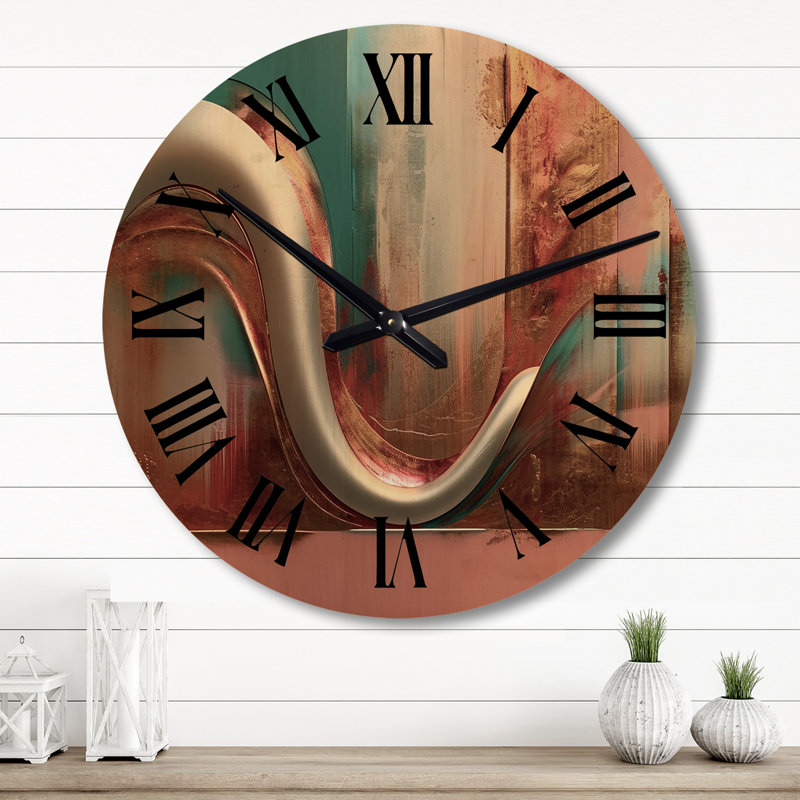 Horloge murale en bois massif Tacey, Grand