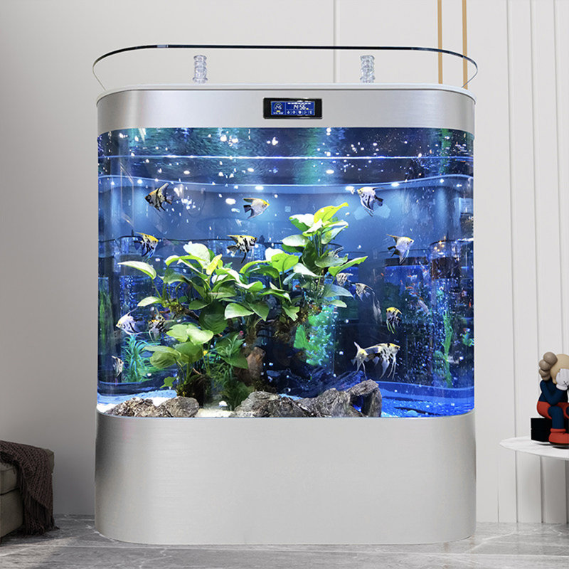 Aquarium en verre 70,87 po, H 54,33 po x l 70,87 po x P 19,69 po, Argent