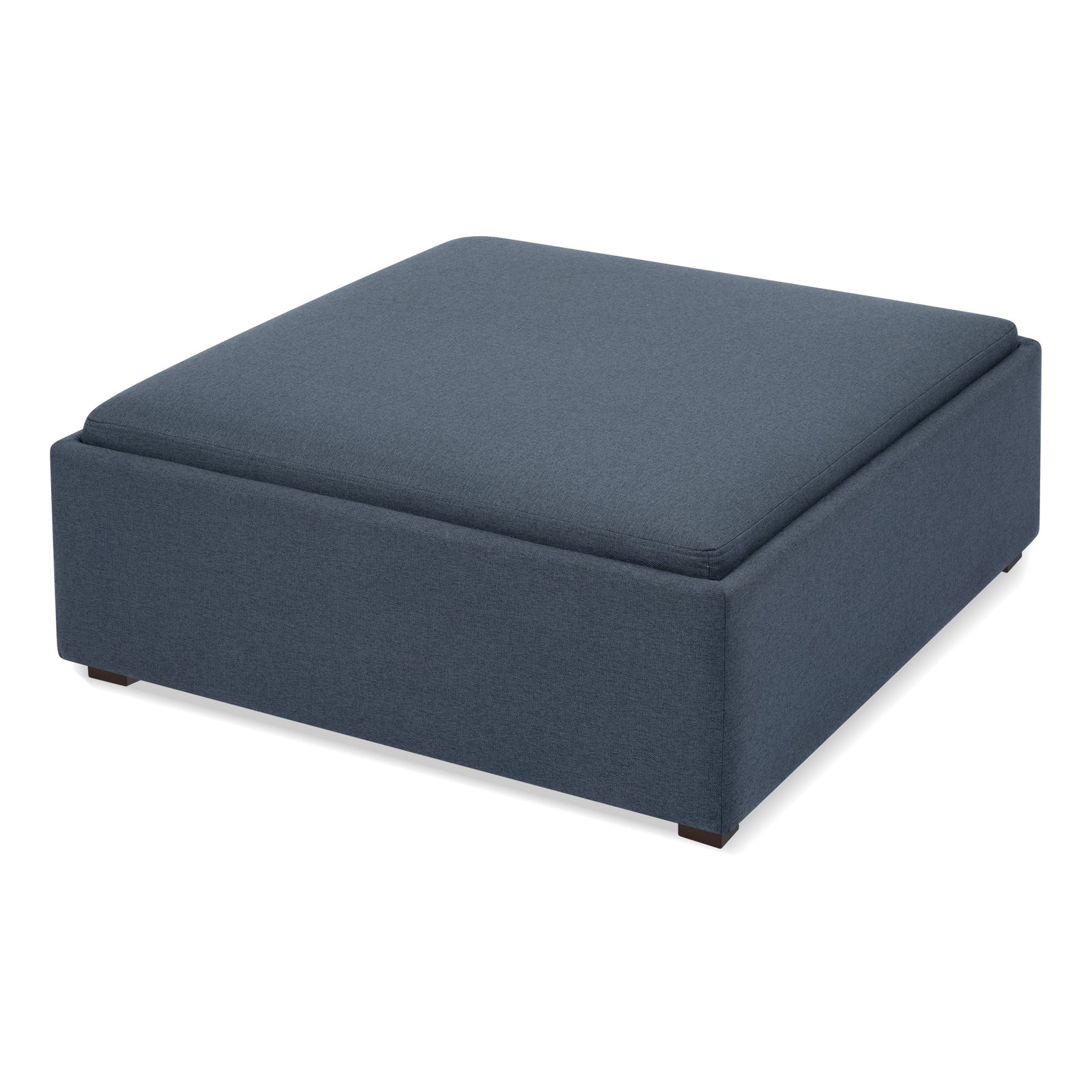 Clarke 40" Rectangle Storage Ottoman, Cute Navy Blue Performance Basketweave