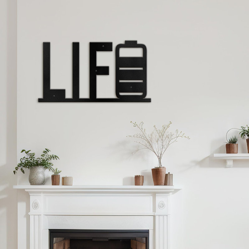 Décoration murale en métal, H 8 po x l 12 po x P 0,05 po, Noir