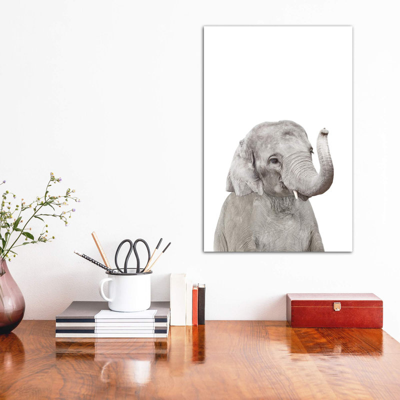 «Baby Elephant» par Sissi & Seb - impression d'art graphique, H 18 po x l 12 po x 1,5 po, Toile tendue, Pas de tapis