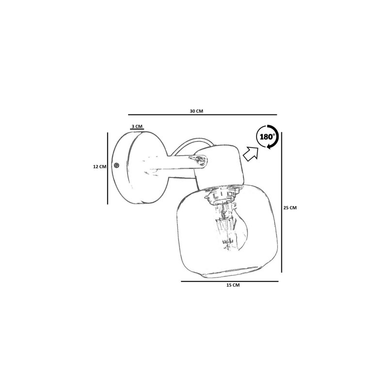 Modern Wall Lamp, Metal Body with Glass Cap, Ø5.9 x 5.1 inches | Total Height: 9.8 inches, Base Plate: Ø4.7 x 1.2 inches | E27 Socket, Max 40W (Bulb Not Included) | Elegant Grey & Walnut Finish, IP20 Rated for Indoor Use